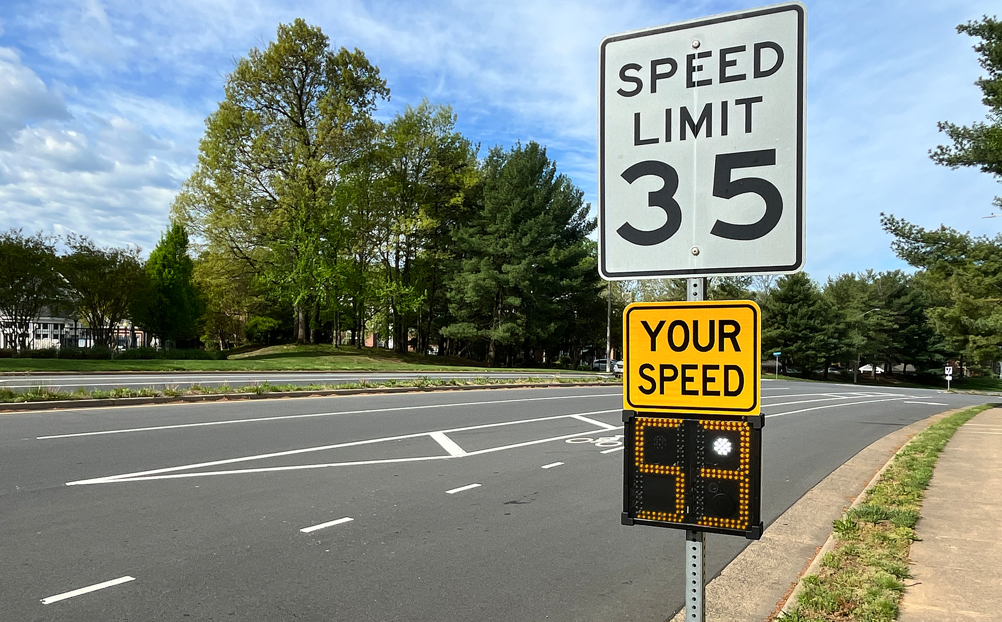 speed radar sign slowing speeding on residential street